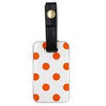 Polka Dots - Safety Orange on White Luggage Tag (One Side)