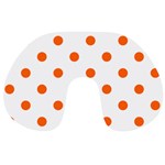 Polka Dots - Safety Orange on White Travel Neck Pillow
