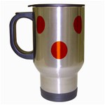 Polka Dots - Safety Orange on White Travel Mug (Silver Gray)