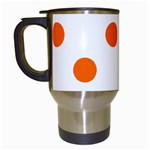 Polka Dots - Safety Orange on White Travel Mug (White)