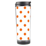 Polka Dots - Safety Orange on White Travel Tumbler