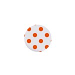 Polka Dots - Safety Orange on White 1  Mini Button