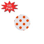 Polka Dots - Safety Orange on White 1  Mini Button (100 pack)
