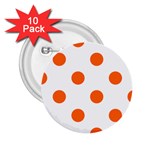 Polka Dots - Safety Orange on White 2.25  Button (10 pack)