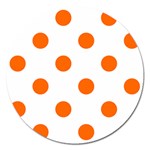 Polka Dots - Safety Orange on White Magnet 5  (Round)
