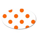 Polka Dots - Safety Orange on White Magnet (Oval)