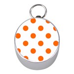 Polka Dots - Safety Orange on White Silver Compass (Mini)
