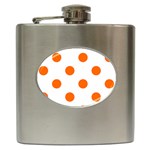 Polka Dots - Safety Orange on White Hip Flask (6 oz)