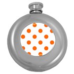 Polka Dots - Safety Orange on White Hip Flask (5 oz)