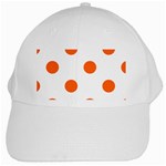 Polka Dots - Safety Orange on White White Cap