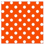 Polka Dots - White on Tangelo Orange Large Satin Scarf (Square)