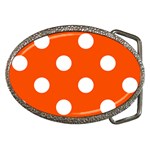 Polka Dots - White on Tangelo Orange Belt Buckle
