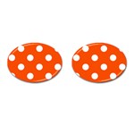 Polka Dots - White on Tangelo Orange Cufflinks (Oval)