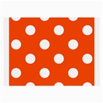 Polka Dots - White on Tangelo Orange Large Glasses Cloth (2 Sides)