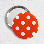 Polka Dots - White on Tangelo Orange 2.25  Handbag Mirror