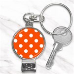Polka Dots - White on Tangelo Orange Nail Clippers Key Chain