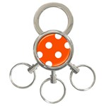 Polka Dots - White on Tangelo Orange 3-Ring Key Chain