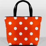 Polka Dots - White on Tangelo Orange Bucket Bag
