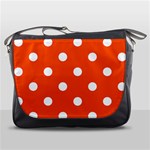 Polka Dots - White on Tangelo Orange Messenger Bag