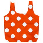 Polka Dots - White on Tangelo Orange Full Print Recycle Bag (XL)