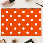 Polka Dots - White on Tangelo Orange Cosmetic Bag (XXL)