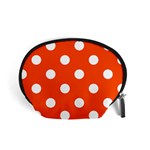 Polka Dots - White on Tangelo Orange Accessory Pouch (Small)
