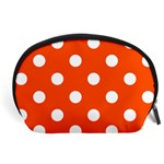 Polka Dots - White on Tangelo Orange Accessory Pouch (Large)