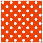 Polka Dots - White on Tangelo Orange Canvas 16  x 16 