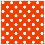 Polka Dots - White on Tangelo Orange Canvas 20  x 20 