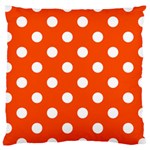 Polka Dots - White on Tangelo Orange Large Cushion Case (One Side)