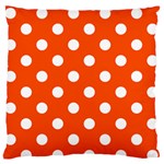 Polka Dots - White on Tangelo Orange Large Flano Cushion Case (Two Sides)