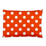Polka Dots - White on Tangelo Orange Pillow Case (Two Sides)