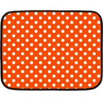 Polka Dots - White on Tangelo Orange Fleece Blanket (Mini)