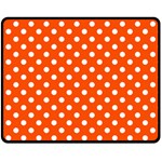 Polka Dots - White on Tangelo Orange Fleece Blanket (Medium) (One Side)