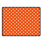 Polka Dots - White on Tangelo Orange Double Sided Fleece Blanket (Small) (Two Sides)