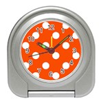 Polka Dots - White on Tangelo Orange Desk Alarm Clock