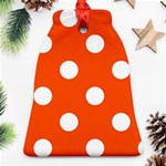 Polka Dots - White on Tangelo Orange Ornament (Bell)