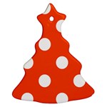 Polka Dots - White on Tangelo Orange Christmas Tree Ornament (Two Sides)