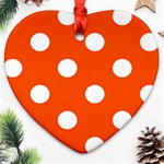Polka Dots - White on Tangelo Orange Ornament (Heart)