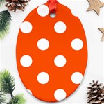 Polka Dots - White on Tangelo Orange Ornament (Oval)
