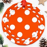 Polka Dots - White on Tangelo Orange Round Filigree Ornament (Two Sides)