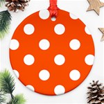 Polka Dots - White on Tangelo Orange Ornament (Round)
