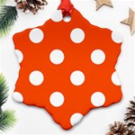 Polka Dots - White on Tangelo Orange Ornament (Snowflake)