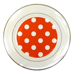 Polka Dots - White on Tangelo Orange Porcelain Plate
