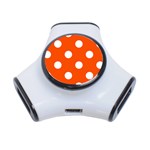 Polka Dots - White on Tangelo Orange Portable USB Hub (One Side)