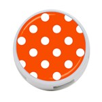 Polka Dots - White on Tangelo Orange 4-Port USB Hub (Two Sides)