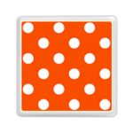 Polka Dots - White on Tangelo Orange Memory Card Reader with Storage (Square)