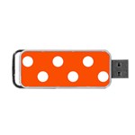Polka Dots - White on Tangelo Orange Portable USB Flash (One Side)