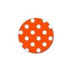 Polka Dots - White on Tangelo Orange Golf Ball Marker
