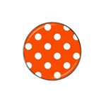 Polka Dots - White on Tangelo Orange Hat Clip Ball Marker